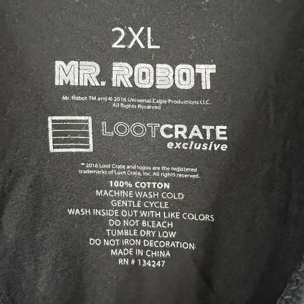 Mr. Robot fsociety Adult Short Sleeve Black T-Shirt Mens‎ Size 2XL